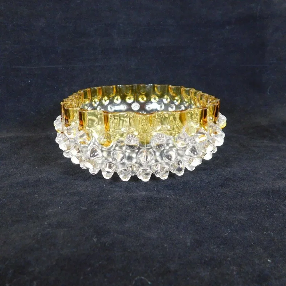 Hobbs Brockunier 323 Yellow Frances Dew Drop Hobnail Ware 7 in Oval Bowl FLAW - Picture 9 of 12